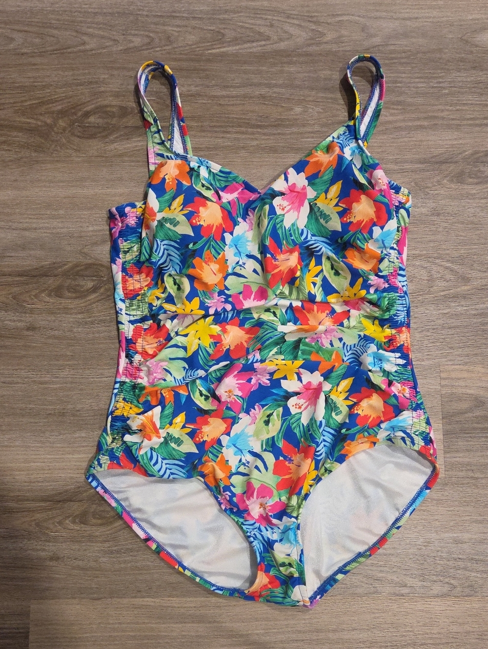 Maxine Of Hollywood Tropical Floral One-Piece Swimsuit - Blue Multicolor Size 18